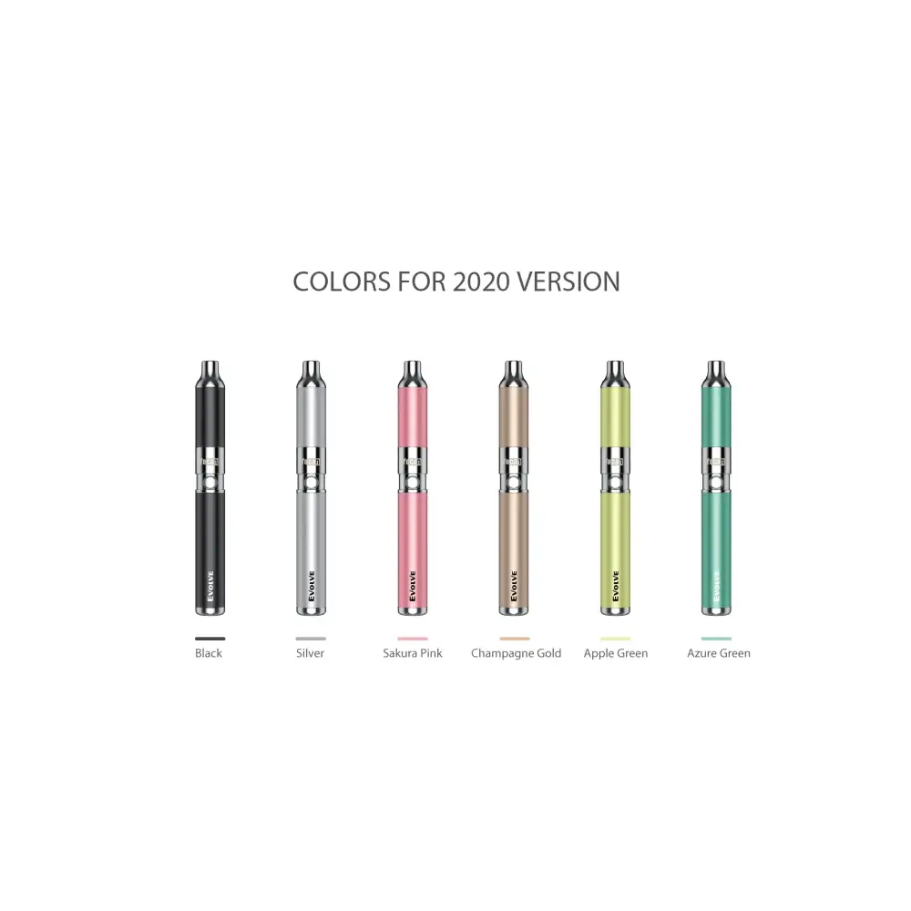 Yocan concentrate vaporizer Evolve in 6 sleek colors: black, silver, pink, gold, green