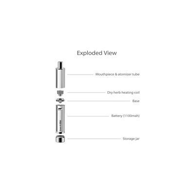 Yocan Evolve D Plus dry herb vaporizer with silver detachable parts