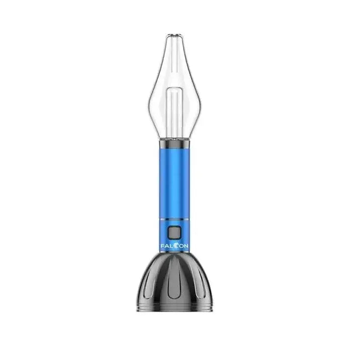 Yocan Falcon 6-in-1 premium vaporizer vape pen with blue silver body and clear glass chamber