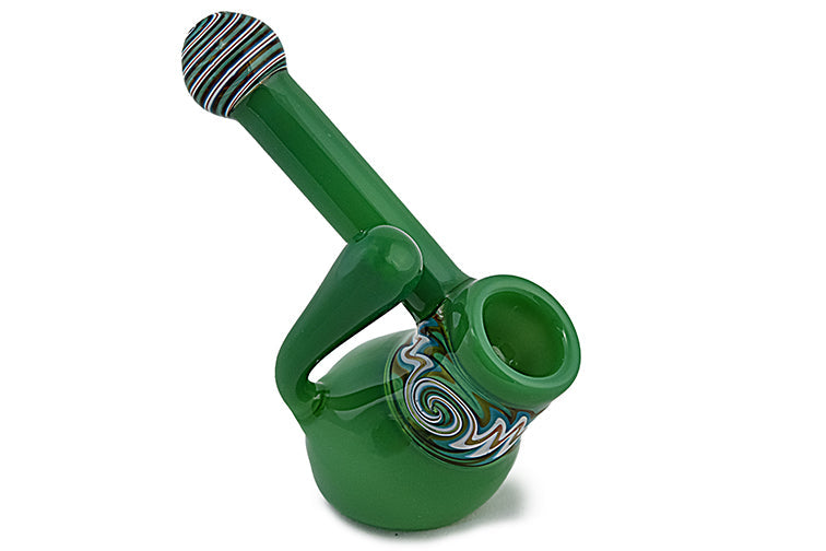 Milky Wig Wag Glass Bubbler with Side Handle