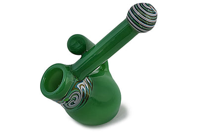 Milky Wig Wag Glass Bubbler with Side Handle