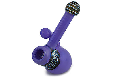 Milky Wig Wag Glass Bubbler with Side Handle