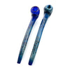 Two blue Sherlock pipe color tubes with speckled patterns in a dot design