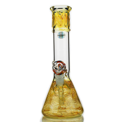12 Inch Fume Glass American Made Beaker Bong with amber textured base
