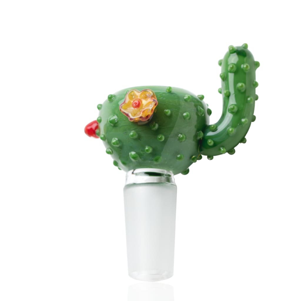 Cactus-shaped glass pipe bowl with flower detail - Empire Glassworks 14mm Handcrafted Cactus Bowl