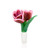 Empire Glassworks 14mm Double Hitter Bowl with pink tulip-shaped candy design