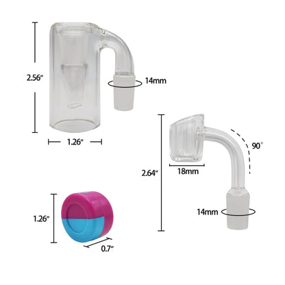 Glass Banger And Carb Cap For Waxmaid Glass Reclaim Catcher 14mm Male Joint Bubbler 90°