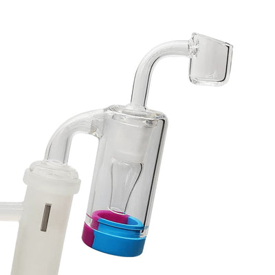 Waxmaid Glass Reclaim Catcher With Curved Neck And Silicone Base, 14mm Male Joint Bubbler