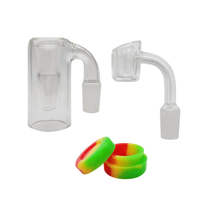 Glass Quartz Banger Set With Silicone Containers For Waxmaid 14mm Male Joint Bubbler 90°