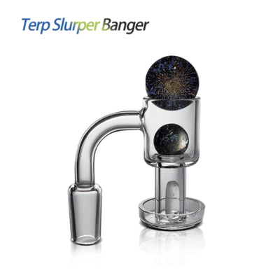 Glass dab rig with 14mm terp slurper banger for vaporizing cannabis concentrates