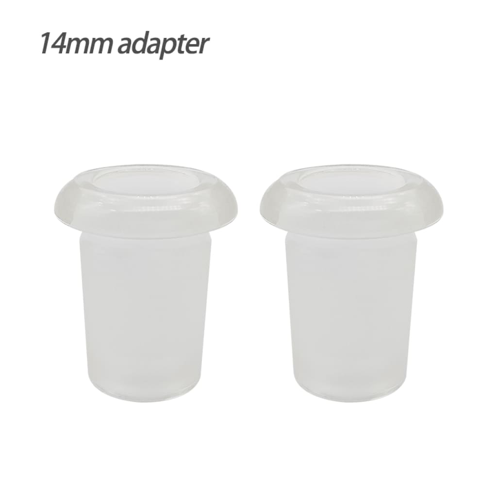 14mm glass adapter for 18mm joint silicone pipe conversion with flared rims and translucent plastic