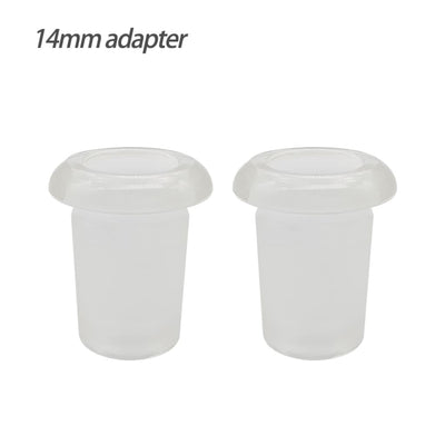 14mm glass adapter for 18mm joint silicone pipe conversion with flared rims and translucent plastic