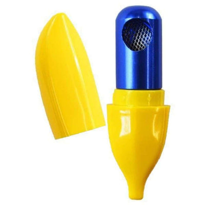 Yellow banana metal sneak-a-toke hand pipe with inhaler, 3.5 inch
