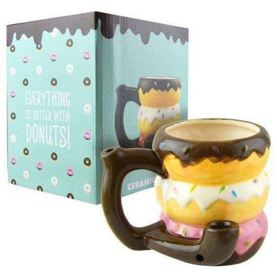 Doughnut Mug Slash: Colorful Donut Ceramic Coffee Mug with Hand Pipe for a Fun Sip