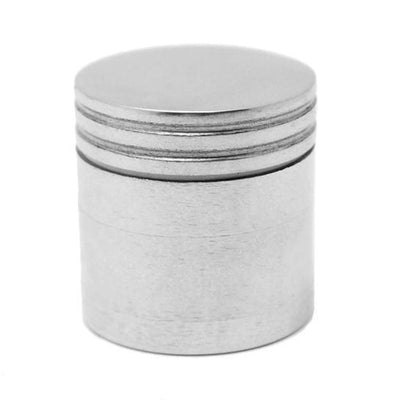 Cylindrical metal container with ridged lid, perfect for the best weed grinders