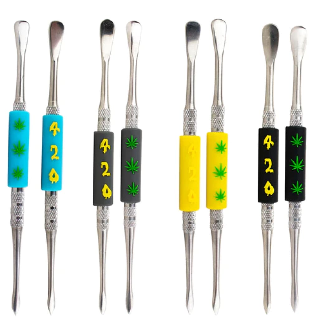 Set of metal dabbers with vibrant handles for the Compact Glass Hand Pipe - 4.5 Inches