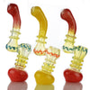 Body Fume Glass Frit Bubbler With Colorful Designs And 8 Rings In Curved Necks