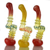 Body Fume Glass Frit Bubbler With 8 Rings Featuring Colorful Designs And Curved Necks