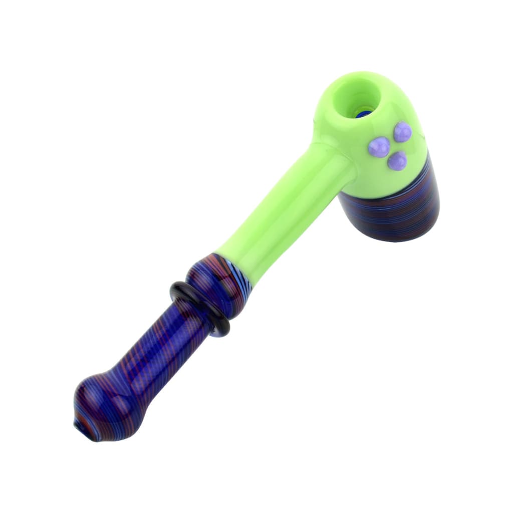 American Slime Color Tube Hammer Bubbler With Swirling Art: Green Bowl And Purple Stem