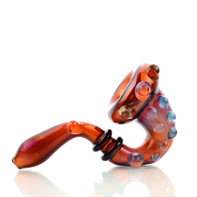 Sherlock hand pipe fumed glass by American Tube with colorful curves and decorative bumps
