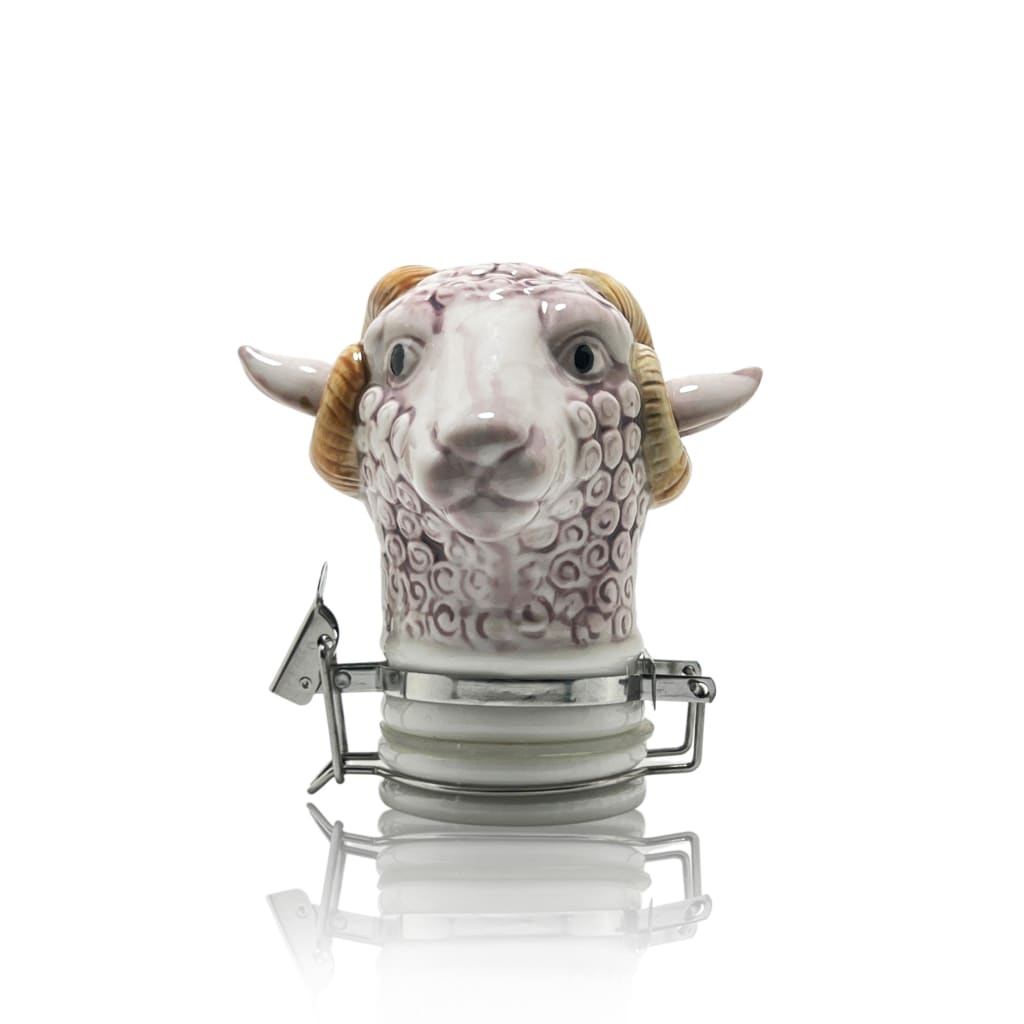 Ceramic sheep head jar with hinged lid - perfect ceramic storage jars for elegant home decor