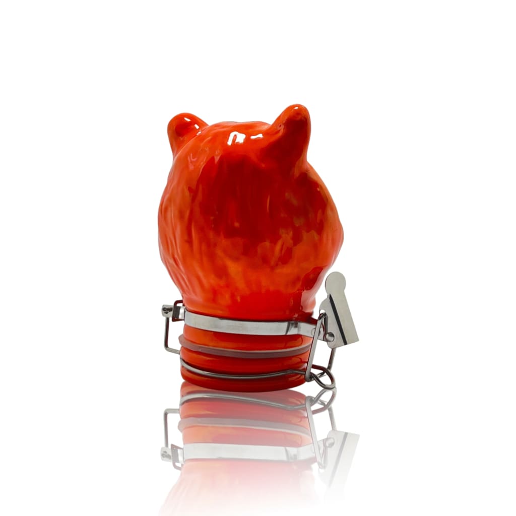 Red ceramic piggy bank with metal clasp closure - ideal ceramic storage jar for home decor