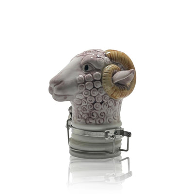 Ceramic ram’s head bottle stopper for elegant home decor with ceramic storage jars