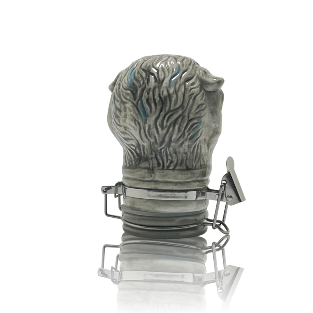 Ceramic storage jars with animal head figurine, perfect for elegant home decor