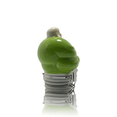 Green glass bottle with metal clasp for stylish storage jars and home decor