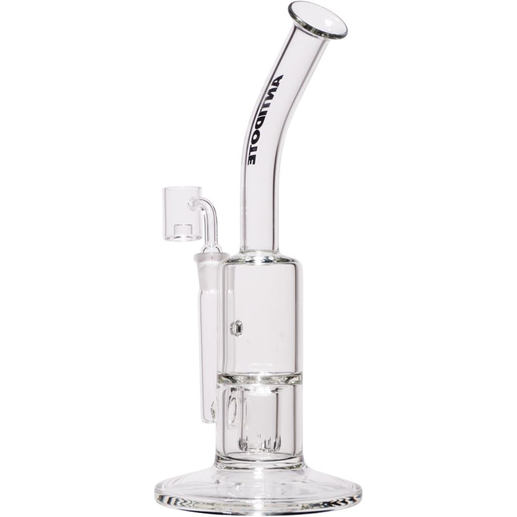 Glass water pipe with boro bent neck, percolator, and 2mm quartz banger included