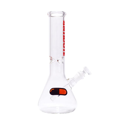 ’antidote Glass Red Eye Beaker With Red Logo And Orange-black Accent Water Pipe Bong.’