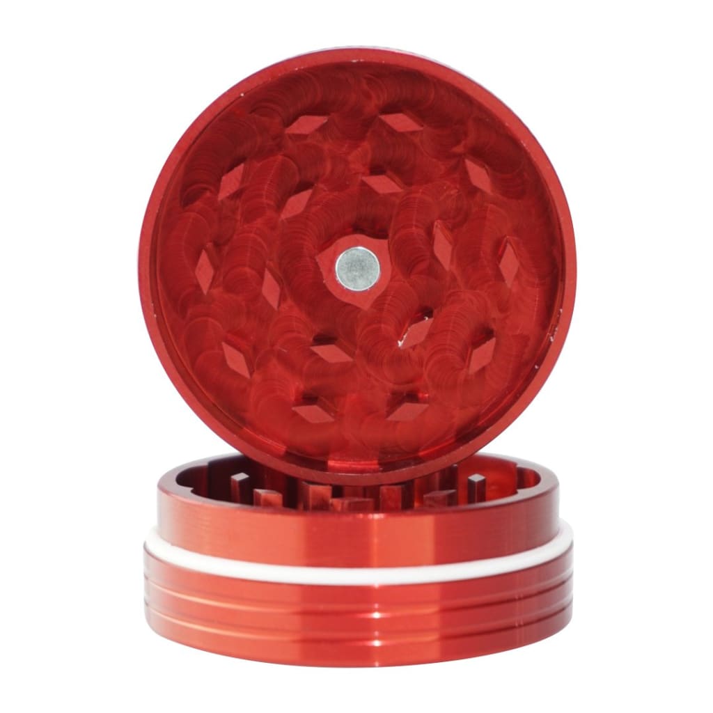 Antidote Red 2-piece Grinder - Aircraft Grade Aluminum with diamond-patterned grinding surface