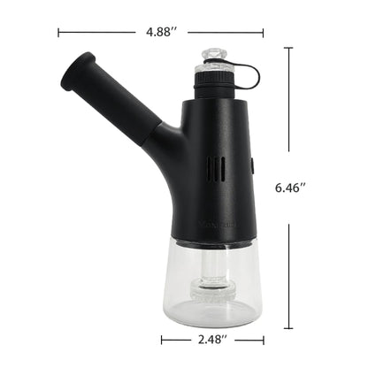 Instant-heat Ares dab rig with black vaporizer, glass base, and ultra-thin quartz chip