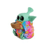 Mint Green Galactic Baby Yoda Pipe With Donut-patterned Clothing Holding a Wooden Bowl