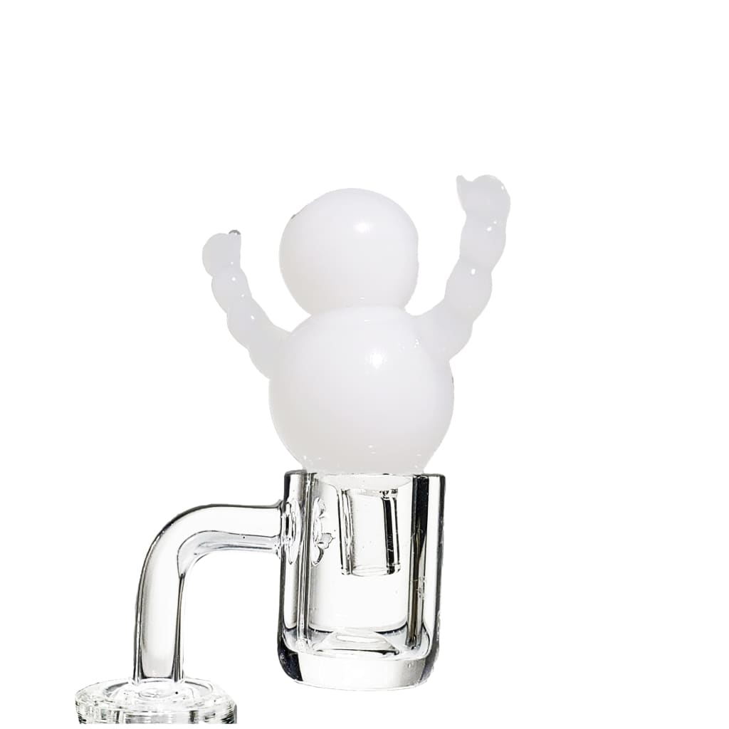 White frosted glass snowman Baymax carb cap by Lion Rolling Circus