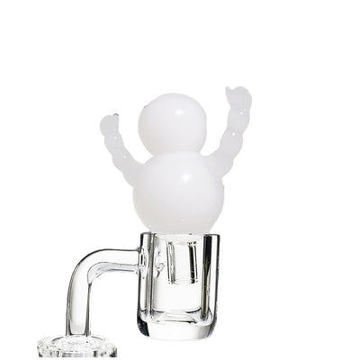 White frosted glass snowman Baymax carb cap by Lion Rolling Circus