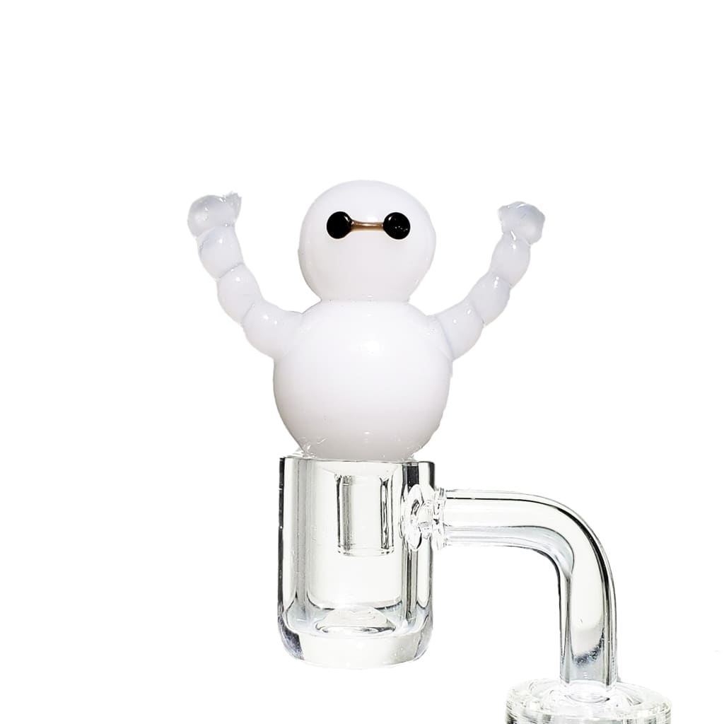 Baymax-shaped glass dab rig with Lion Rolling Circus carb cap