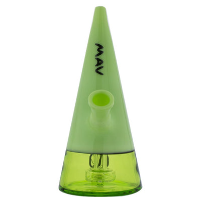 Conical green glass bong with ’MAV’, slitted puck diffuser & 45° angle joint