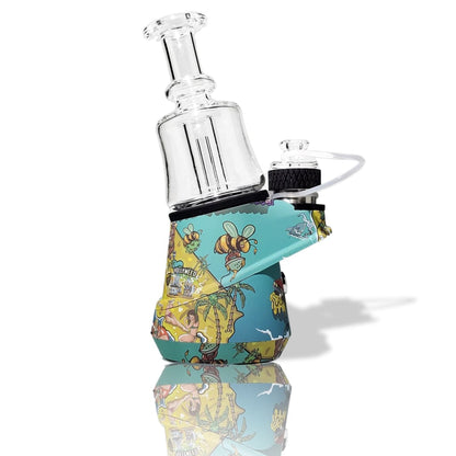 Vibrant cartoon enail vaporizer for essential oils with bee and palm tree wrap