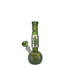 Glass water pipe with a spherical base and green accents from favorite headshop