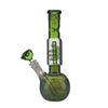 Green-accented borosilicate glass pipe with spherical base from your favorite headshop