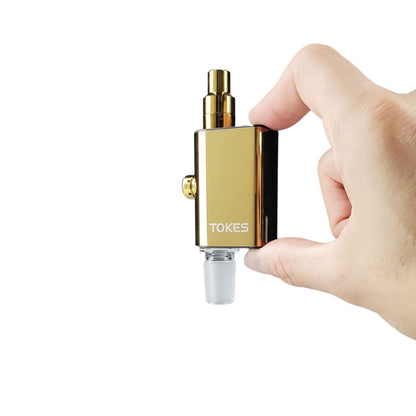 Blo Tokes Electric Vaporizer with gold rectangular body, easy magnetic connection, quick heating