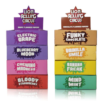 Colorful Lion Rolling Circus flavored rolling papers in fruit and candy flavors