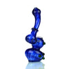 Color Frit Art Bubbler with Zigzag Lines and Curved Blue Glass, Green Accents