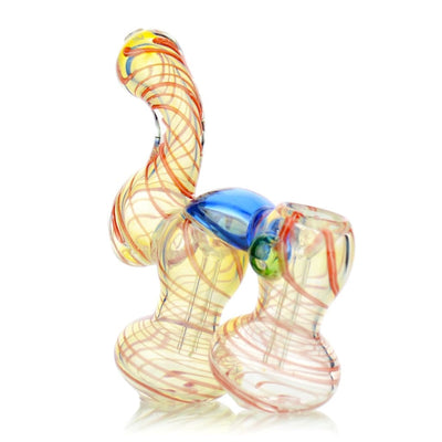 Double Chamber Glass Bubbler with intricate twists for smooth, slow-rolling smoke