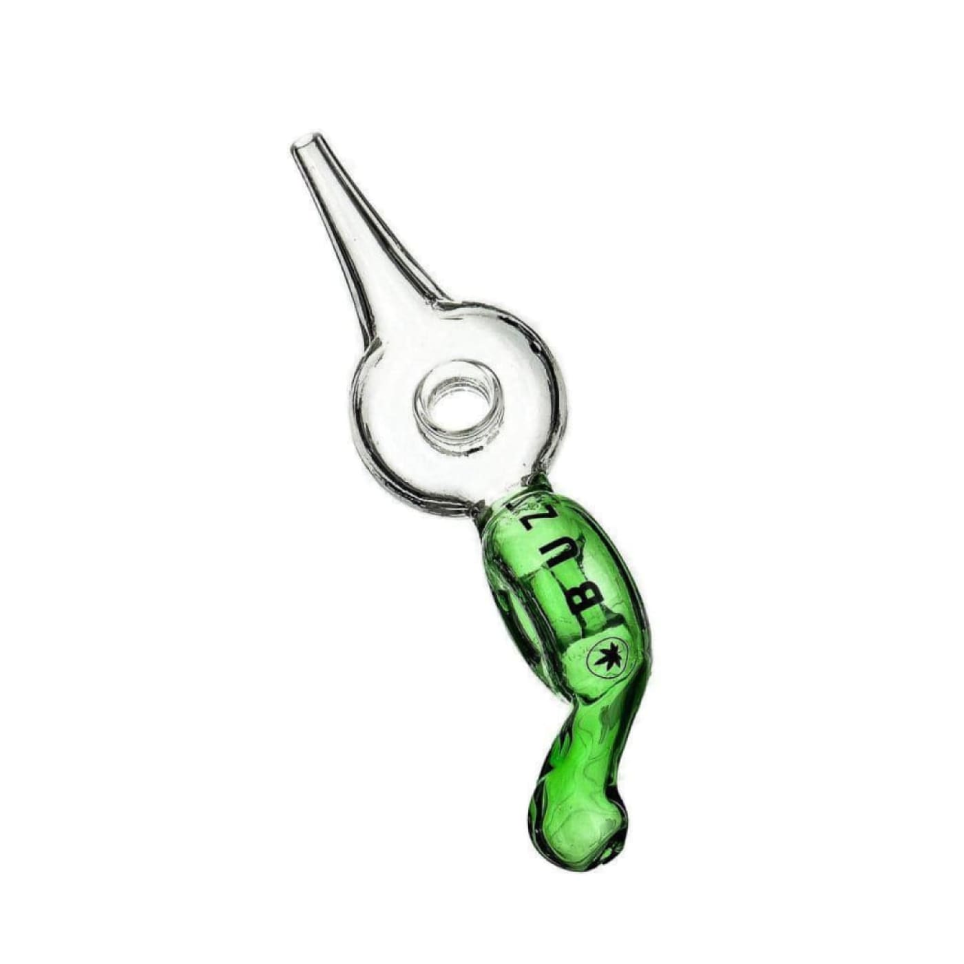 Buzz Glass nectar collector with double donut design and curved nozzle