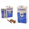 Boxes of Camo brand blueberry-flavored natural leaf wraps with chamomile and mate blunt wraps