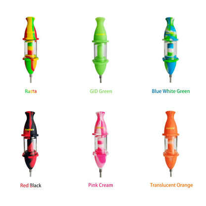 Collection of Waxmaid Capsule Nectar Collectors with silicone glass in vibrant designs