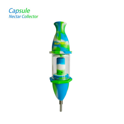 Colorful Waxmaid Capsule Nectar Collector with Silicone Glass in blue and green tones