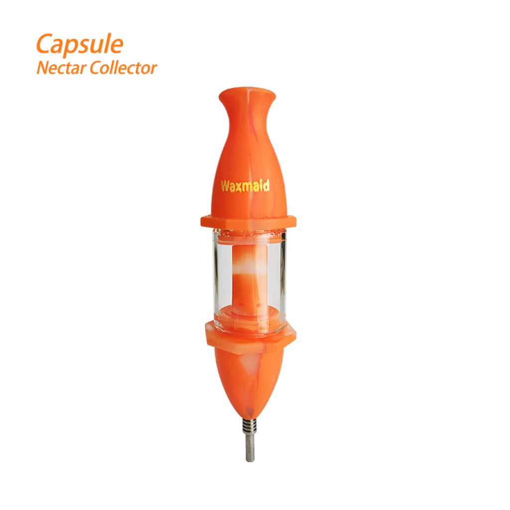 Waxmaid Capsule Nectar Collector with silicone glass chamber and funnel-shaped ends
